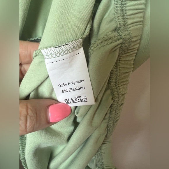 SHEIN Light Green Tie Cropped Top Blouse Short Sleeve Large - Picture 5 of 6